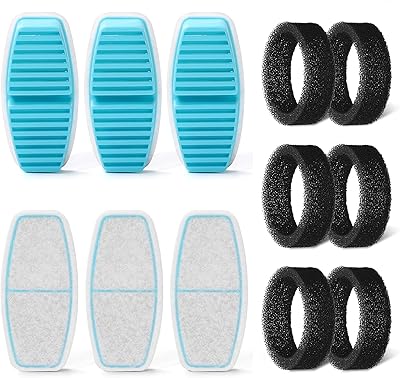 Cat Water Fountain Filters: 12 Cat Fountain Replacement Filter for FOFNON Pet Water Fountain - 3 Months Set of Pet Fountains Filter - Including 6 Pieces Filters  6 Pieces Sponges