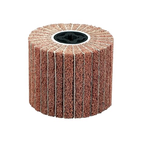 SALI Non Woven Wire Abrasive Drawing Polishing Burnishing Wheel Flap Wire Brush Drum Surface Conditioning Tool for Metal Surface Polishing Grinding Removing Rust 120x100x19mm with Sandpaper 60 Grit