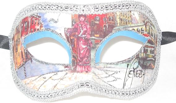 Light Blue Colombina Design Venetian Masquerade Mask
