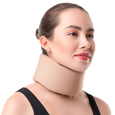 Neck Brace - 3.5 inch Soft Foam Cervical Collar for Men & Women, Relieves Neck Pain & Spine Pressure Due to Whiplash or Injury, Ideal Support for Sleeping (XL, Beige)