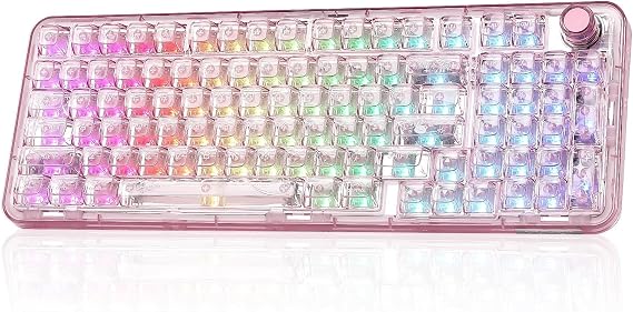 YUNZII X98 Clear Wireless Mechanical Keyboard(Pink, Snow Switch)
