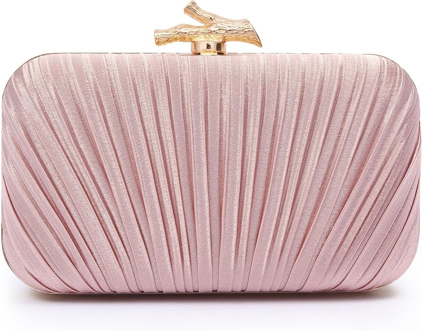 Purses for Women Evening Bag Handbags Formal Pleated Clutch Bag with Chain for Prom Wedding Party Black-tie affairs