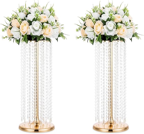 NUPTIO Wedding Centerpieces Flower Vases: 23.6 Tall, Gold, 2 Pcs