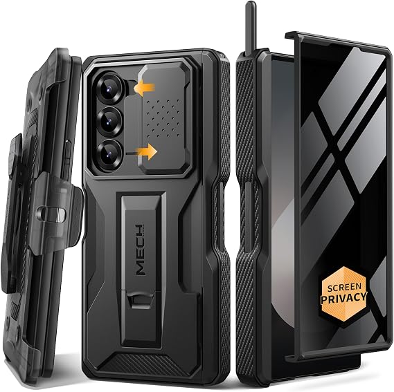 TONGATE for Z Fold 6 Case, with S Pen Slot & Privacy Screen, Black