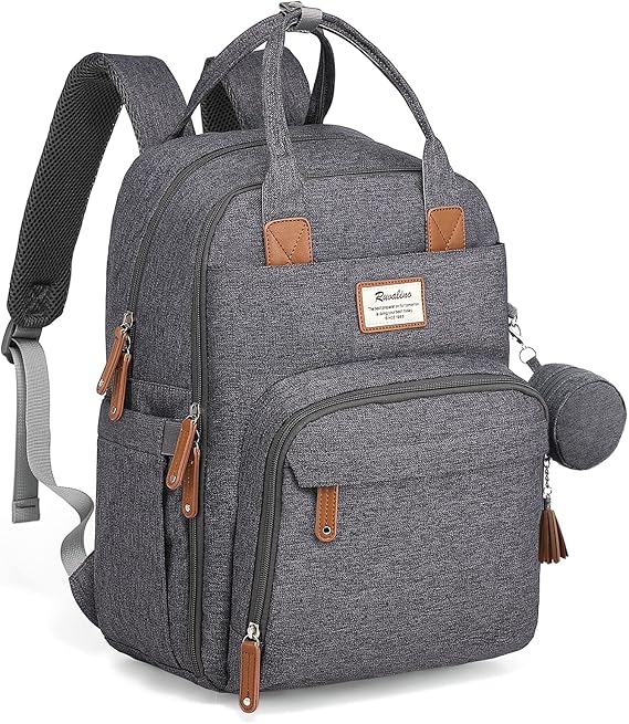 RUVALINO Baby Changing Backpack Multifunctional Changing Bag Travel Backpack Large Capacity Baby Bag with Changing Mat Waterproof Fabrics Fit for Pushchair