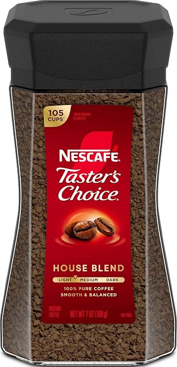 NESCAFE Taster's Choice Instant Coffee, Light Medium Roast Coffee, House Blend, 1 Jar (7 Oz)