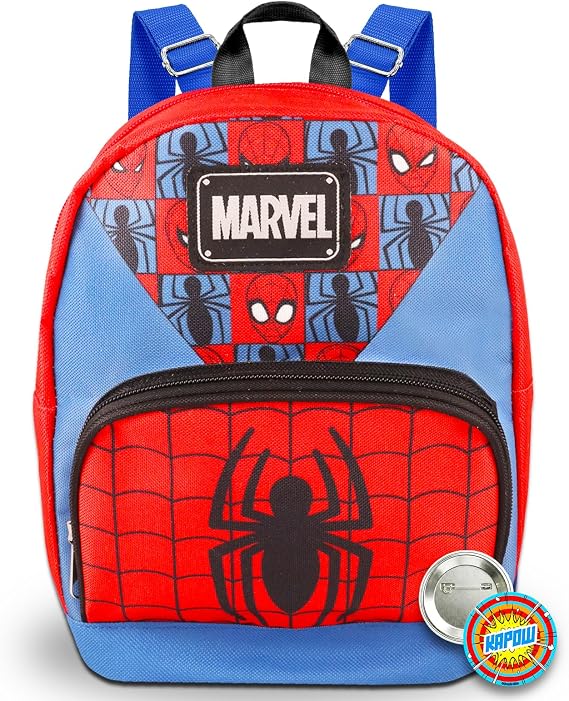 Spiderman 10" Mini Canvas Backpack Set | Marvel Spidey School Supplies for Kids