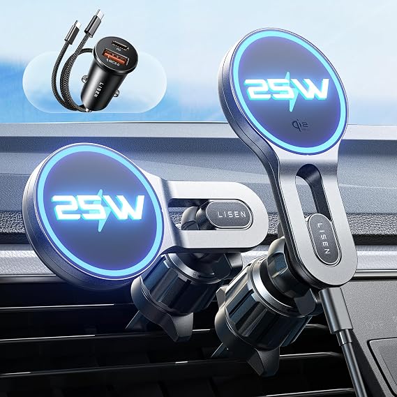 LISEN for Qi2 25W MagSafe Car Mount Charger for iPhone 18 Pro Max, Car Vent Magnetic Car Charger,Stable Wireless Charging Car Charger Mount Holder, 25W Car Mount,Car Vent Mount for iPhone 18 17 16