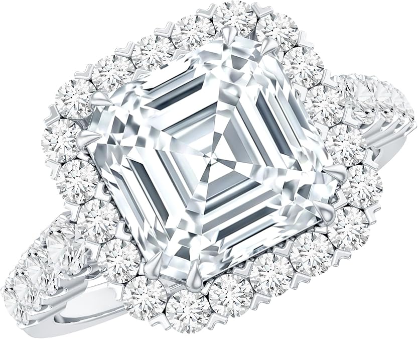 2 Ct Moissanite Halo Engagement Ring For Women, D-Vs1 Quality