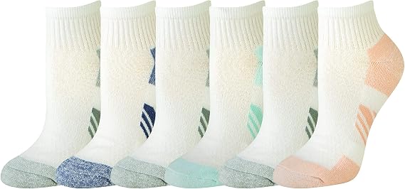 Amazon Essentials Women's Performance Cotton Cushioned Athletic Ankle Socks, Breathable, Moisture-Wicking, 6 Pairs