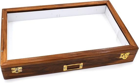 Eisco Polished Wood Insect Storage Box with Clear Top - Ideal for Preserving and Displaying Insects - Entomology Collection Case Labs