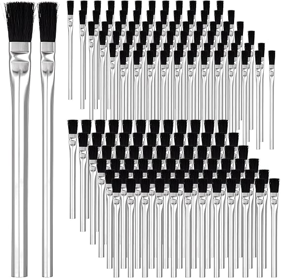 144 Pcs Acid Brush Bulk Boar Hair Acid Flux Brushes Epoxy Wood Glue Brush Metal Tubular Handle Disposable Glue Brushes for Woodworking Soldering Crafting Home(1/2 Inch, 3/8 Inch Wide)