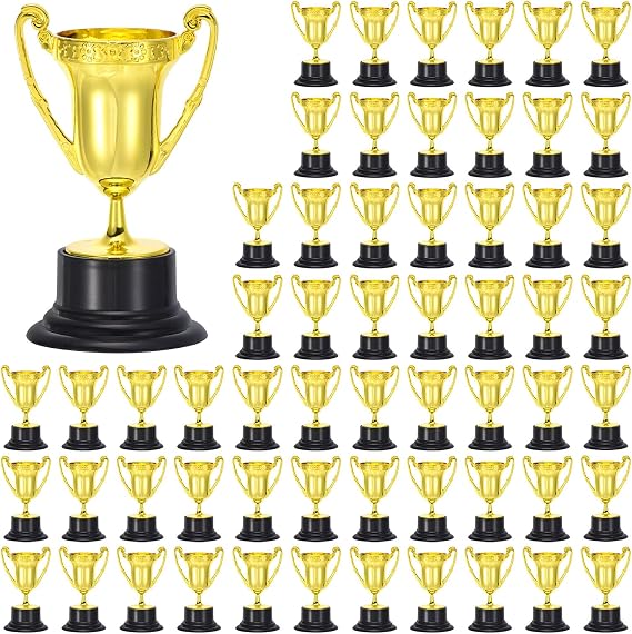 PATIKIL 60 Pack Mini Gold Trophies Award Plastic 3.3 Inch Small Trophy Cups First Place Winner Award Trophies Prize for Sports Soccer Football Tournament Competitions Party Favors