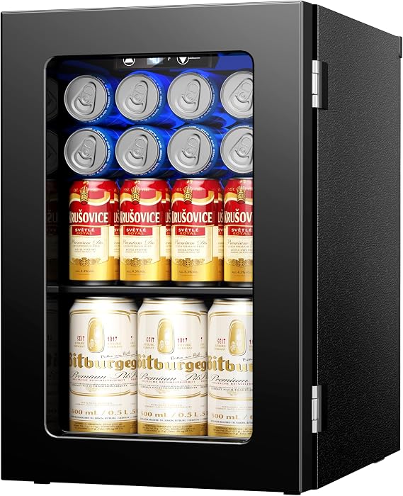 Icyglee 6 Bottles and 6 Cans Compact Beverage Refrigerator, Freestanding Mini Fridge with Temperature Control for Beer Wine, Under Counter Small Refrigerator Adjustable Shelve for Home and Bar