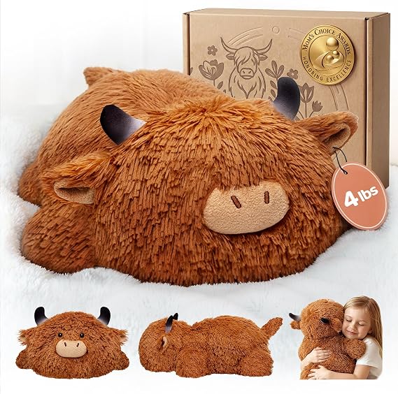 Mewaii Weighted Stuffed Animals Highland Cow Plush, 4 lb, 23in