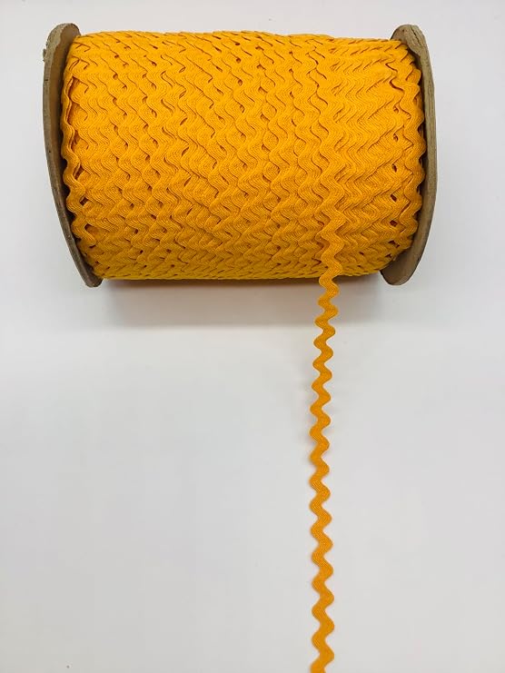 Bright Gold 3/8" (9.5 mm) 100% Cotton RIC Rac 25 Yards Colorfast Sewing Trim for Clothing, Quilting, Home Decor & DIY Crafts | Vintage Cotton