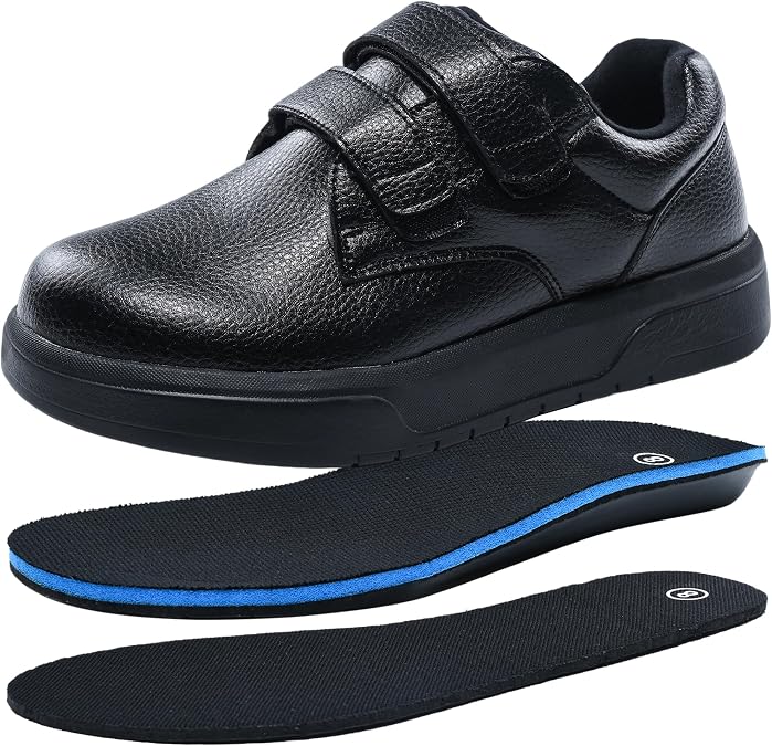 Flexwin Wide Diabetic Shoes for Men, Hook-and-Loop Walking Shoes