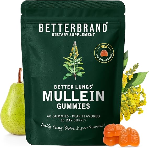 Betterbrand Respiratory Support Mullein Gummies, 2000mg, Pear Flavor