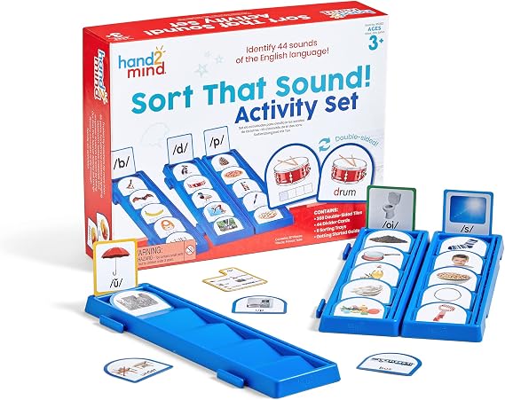 hand2mind Sort that Sound Activity Set, Phonemic Awareness, ESL Teaching Materials, Science of Reading Manipulatives, Letter Sounds for Kindergarten, Speech Therapy Tools, Phonics Flash Cards