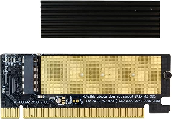 EZDIY-FAB NVME PCIe 4.0 Adapter, M.2 NVME SSD to PCI Express Adapter with Heat Sink, Only Support PCIe x16 Slot,Support M.2 SSD 2230 2242 2260 2280