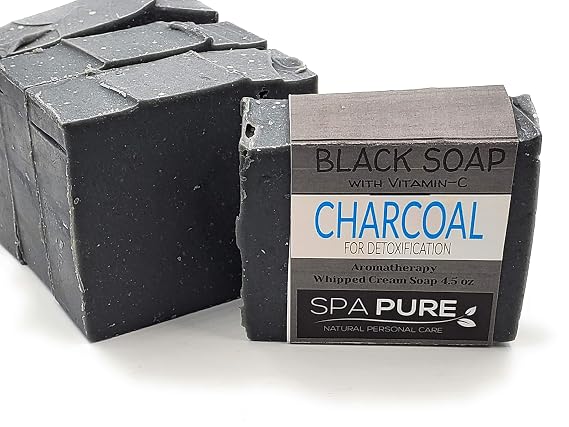 Spa Pure Aromatherapy Luxury Soap, made with plant based ingredients, essential oils, all natural, 4.5 oz each (Black Soap)