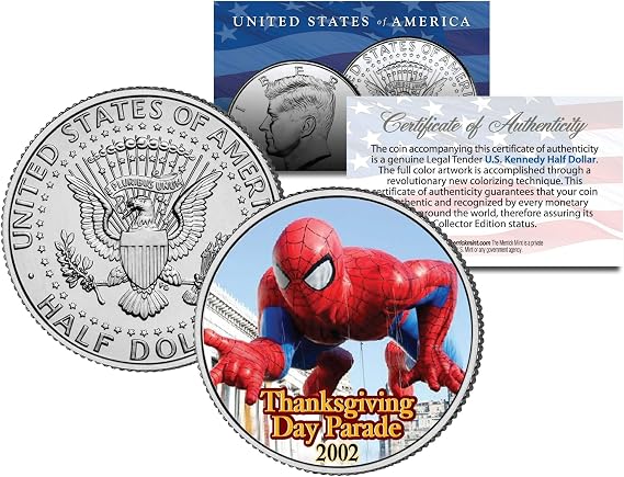 SPIDER-MAN BALLOON 2002 THANKSGIVING PARADE Colorized Kennedy Half Dollar
