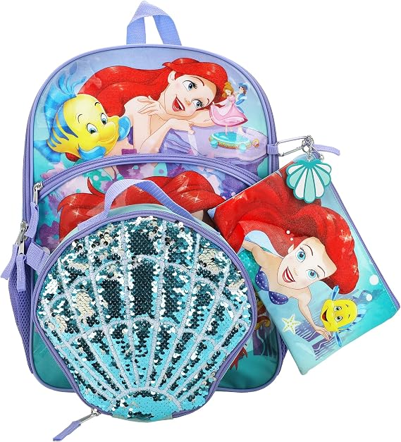 Bioworld Kids The Little Mermaid 16 5-Piece Backpack and Lunchbox Set