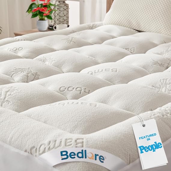 BEDLORE Twin Mattress Topper , Thick Pillow Top Mattress Pad | Stretchable Pockets Fit 6"-15" Mattress, Soft Breathable Mattress Topper for Back Pain Relief and Hot Sleepers(White)