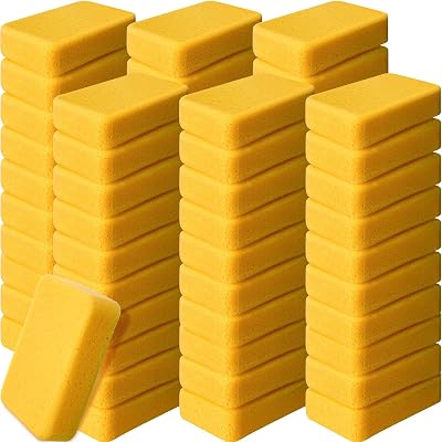 Tioncy 60 Pcs Large Sponges Bulk 7.5 x 5.5 x 1.9 Inch Grouting Car Wash Foam Cleaning and Washing Sponge Commercial Foam Large All Purpose for Cleaning Dishes Car Tile Bike Yellow