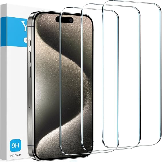 YMHML 3 Pack Compatible for iPhone 16 Plus / 15 Pro Max / 15 Plus Screen Protector Tempered Glass,Military Grade HD Film Case Friendly