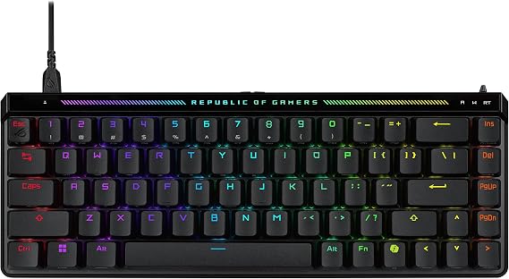 ASUS ROG Falchion Ace HFX Hall Effect Gaming Keyboard 65% TKL, Dual USB-C, Magnetic Switches, Rapid Trigger, Speed Tap, 8000 Hz Polling, Touch Panel, Portable, Protective Cover, PBT Keycaps - Black