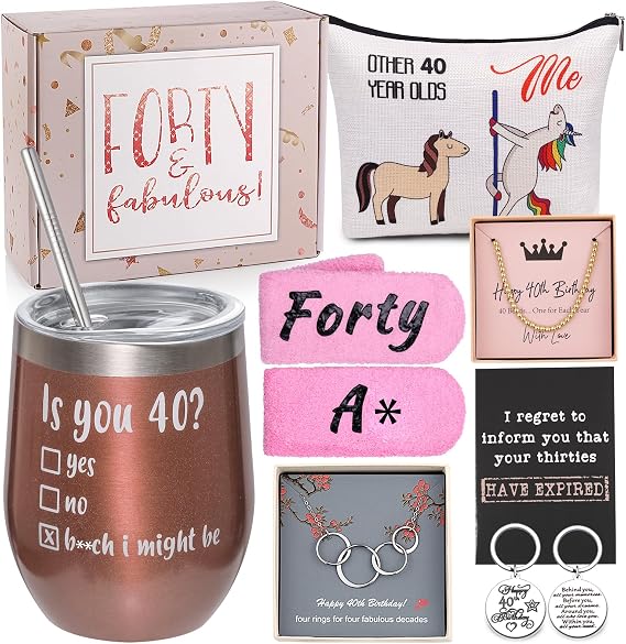 LIKEABLUE 40 Birthday Gifts for Women, Gifts for Women Turning 40, 40 Year Old Birthday Gifts for Women, Wife, Mom, BFF, Best Friend, Sister, Daughter, Coworker