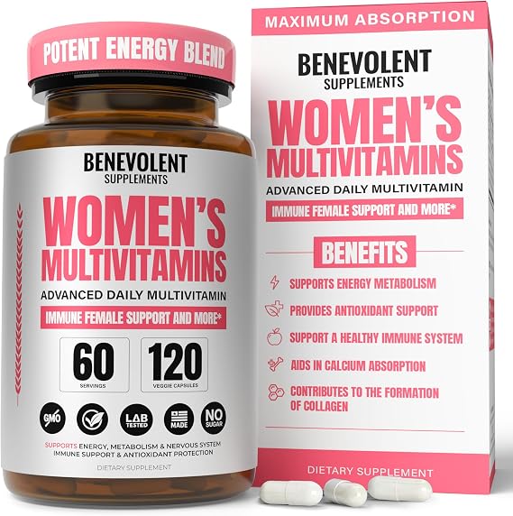 Multivitamin for Women - Supplement for Energy, Immunity, Female Support - Daily Vitamins for Women with Biotin, Calcium, Magnesium - Non-GMO, Vegetarian Womens Multivitamin - 120 Caps