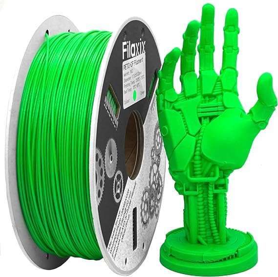Glass Fiber PETG Filament 1.75mm,High Rigidity & Strength,Excellent Dimensional Stability,Weather Resistant & Durability,Compatible with Bambu LAB, K1C,QIDI MAX3 FDM 3D Printers,1 KG,Green