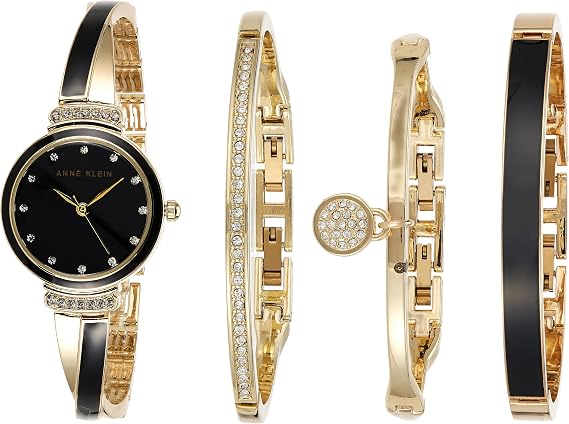 Anne Klein Women's Premium Crystal Accented Bangle Watch Set
