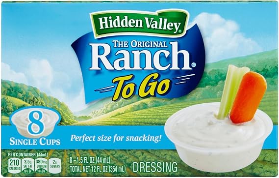 Hidden Valley Original Ranch Salad Dressing to Go Cups - 1.5 Ounces Each - 8 Count (Package May Vary)