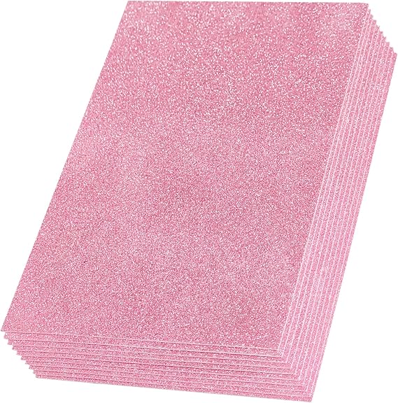 SALEMAR Pink Sticky Glitter Foam Sheets for Craft, 10 Packs Thick Self-Adhesive Sparkle EVA Paper Stickers for Craft Projects, 30 x 20cm