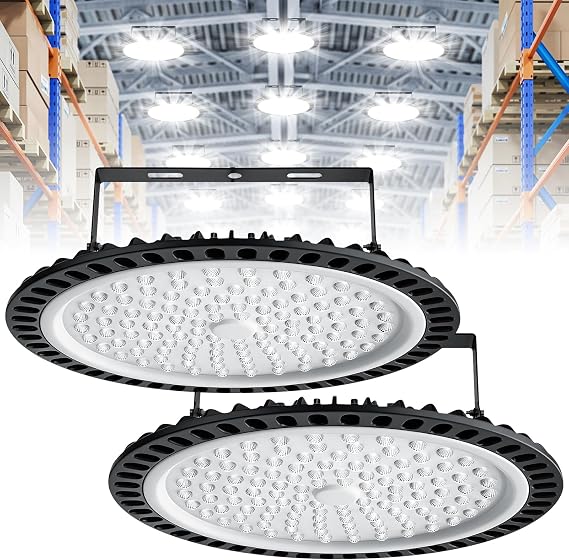 LED High Bay Light 500W UFO 6000K 50,000LM Industrial Lighting IP65 Waterproof Commercial Bay Light Warehouse Lights for Workshop Garage Factory Wet Location,Ship from the US about 3-7 days(2 pack)