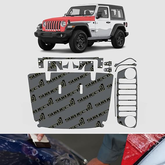 Pre-Cut PPF Grill and Hood Paint Protection Film for Jeep Wrangler JL Sport/Sahara (2018 2019 2020 2021 2022 2023)