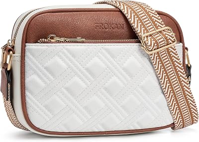Quilted Crossbody Bags for Women Trendy Vegan Leather Purses Wallet Small Shoulder Handbags with Wide Strap