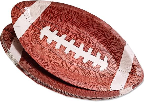 20 Pcs Football Shape Plates Paper Football Party Plates Disposable for Birthday Party Footballs Game Day Party Faovrs