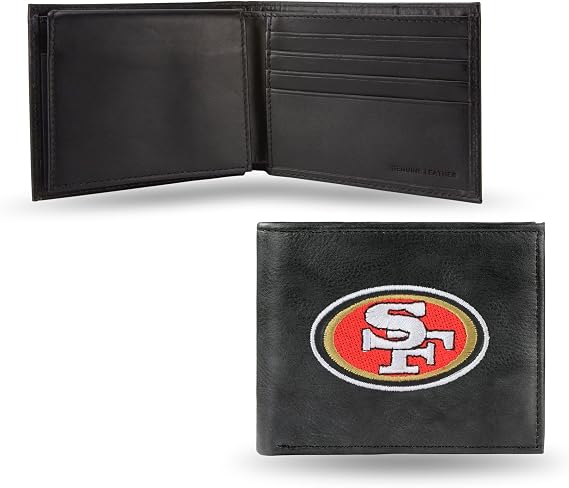 Rico Industries NFL mens Embroidered Leather Billfold Wallet