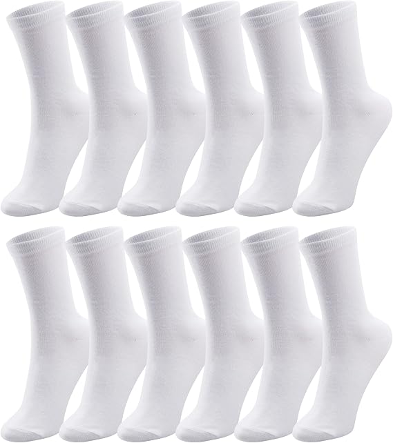 Duufin 12 Pairs Women's Crew Socks Mid Calf Lightweight Casual Gym Workout Plain Socks for Women