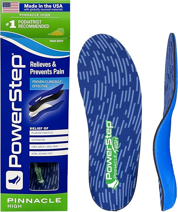 Powerstep Pinnacle Insole, Blue, Men's 10-10.5, Women's 12