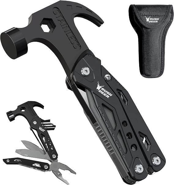 RUSH DEER 14-in-1 Multitool, Valentines Day Gifts for Men Dad Gifts, Mini Hammer Multitool, Small Hammer Tool, Survival Gear and Supplies, Christmas Gift for Boy Husbands