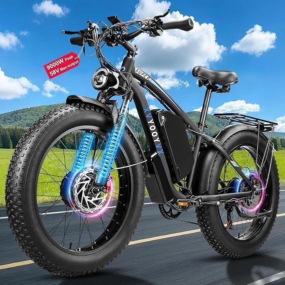 9000W Peak Electric Bike for Adults, 58V Max-Output 1972Wh Dual Motor E-bike, 47MPH Top Speed Fast E-Bike, Up to 105 Miles Long Range,24" x4.0 Fat Tire, Electric Mountain Bicycle for Sand Beach Snow