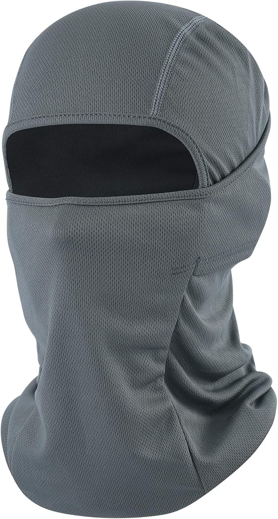 Balaclava Face Mask Adjustable Windproof UV Protection Hood, Grey, One Size