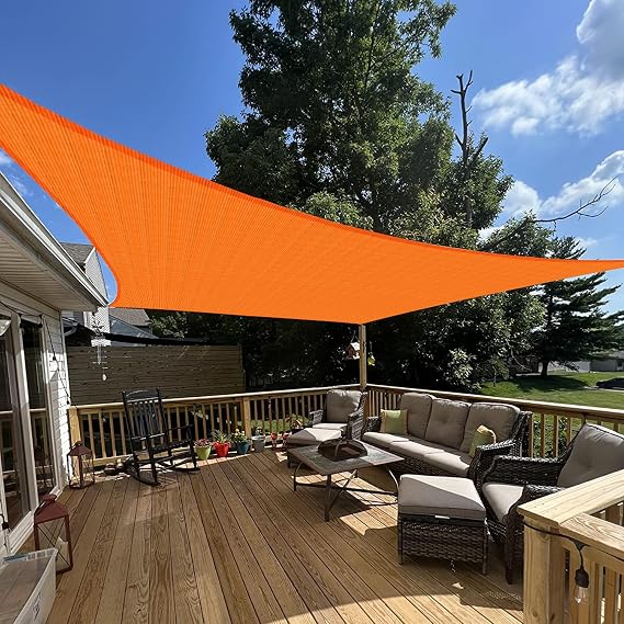 E&K Sunrise 12' x 12' Sun Shade Sail Rectangle Canopy Shade Cover UV Block for Patio Backyard Garden Outdoor (Orange)