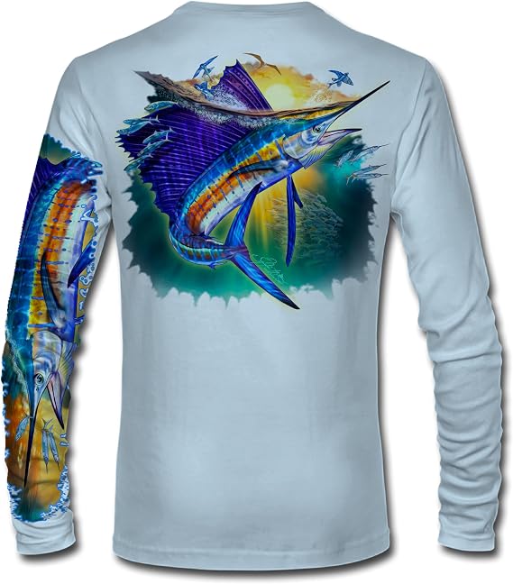 Mens Sunset Sail Comfortable Fishing Shirt-UPF 50+ Xtreme-Tek Interlocking Fabric, Quick-Dry, Ideal for Anglers