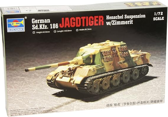 Trumpeter 1/72 German SdKfz 186 Jagdtiger Tank with Zimmerit